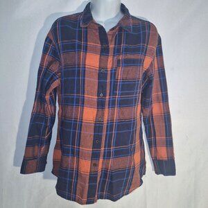 Old Navy Boyfriend Button front blouse, multi-color checks in size Small
